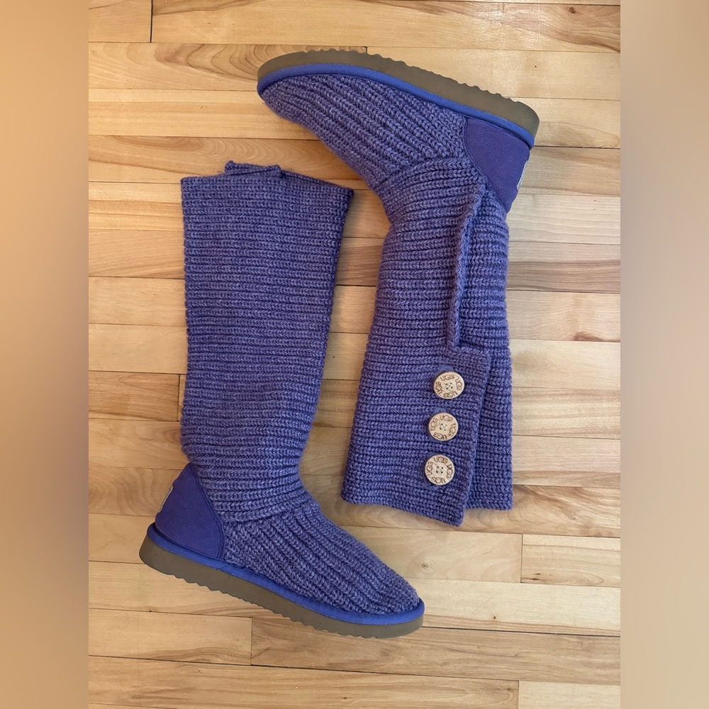 UGG Purple Knit Button Boots